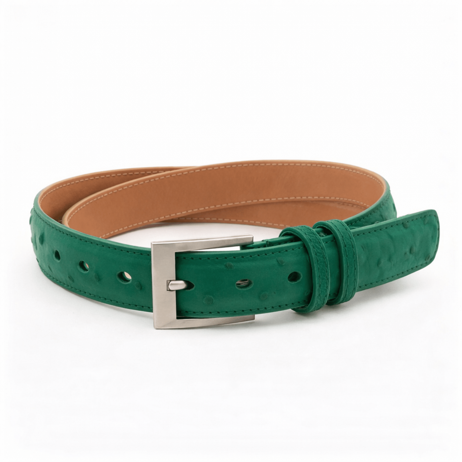 Emerald Green Ostrich Belt - Ostrich Leather Belt