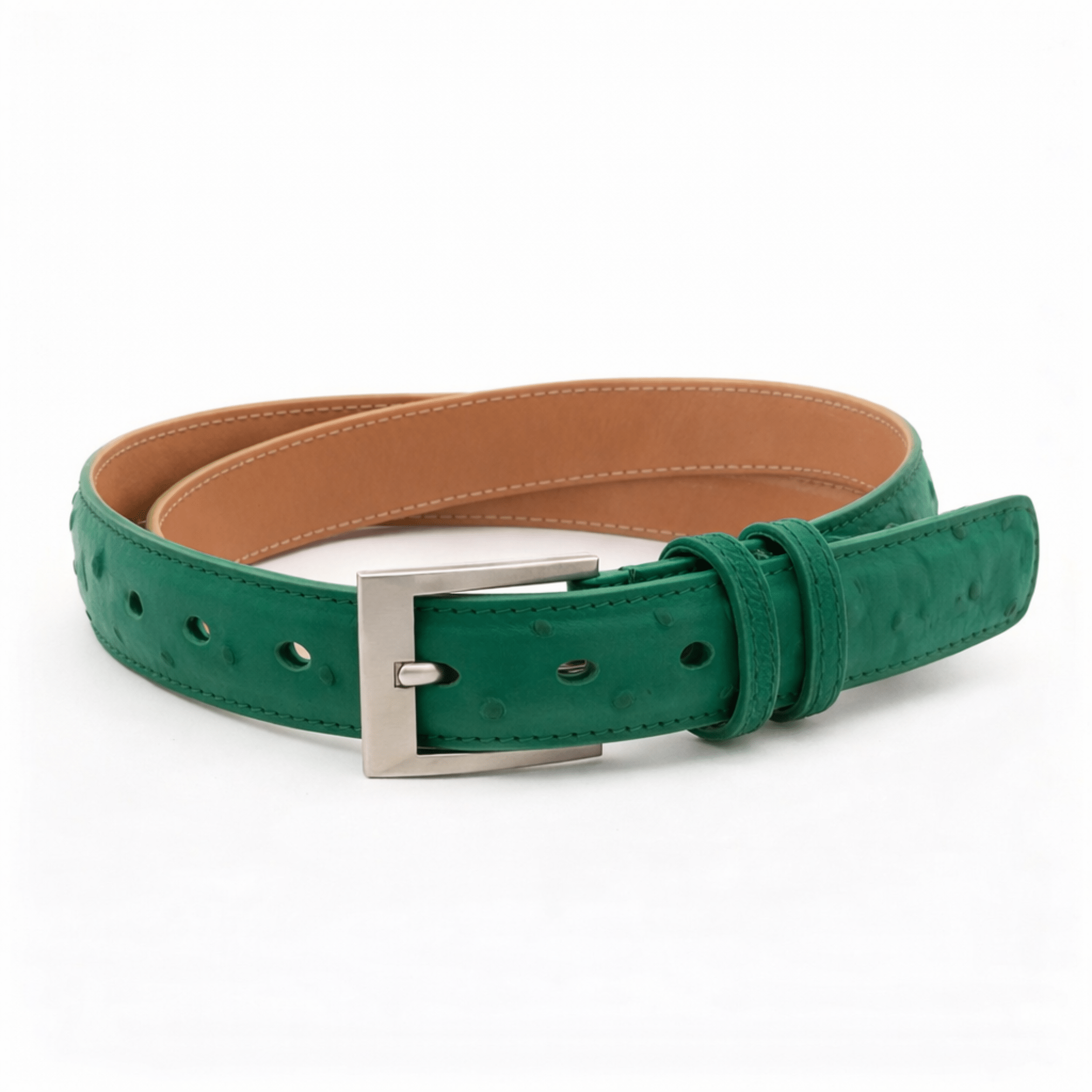 Emerald Green Ostrich Belt - Ostrich Leather Belt