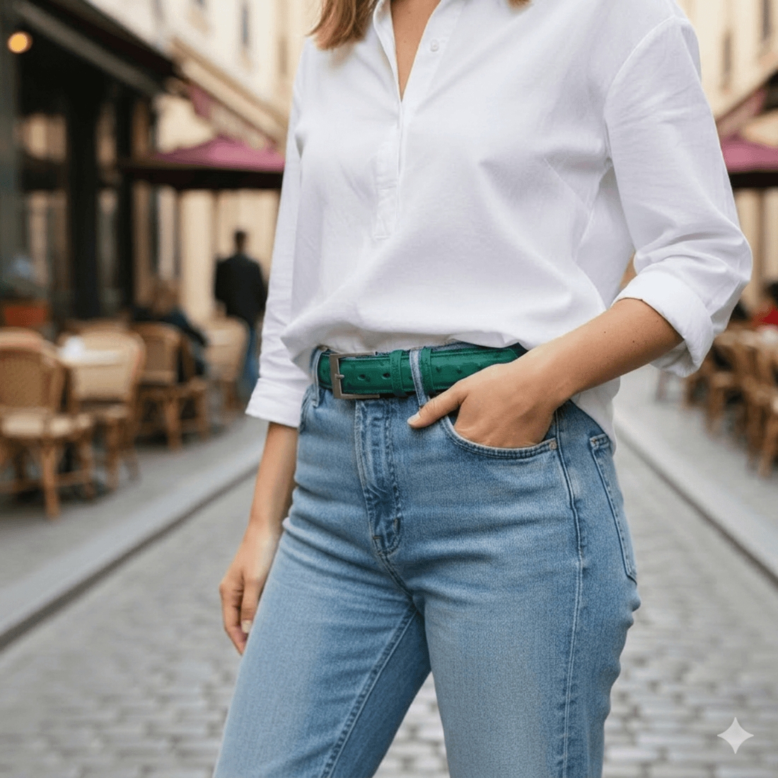 Emerald Green Ostrich Belt - Ostrich Leather Belt