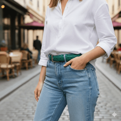 Emerald Green Ostrich Belt - Ostrich Leather Belt