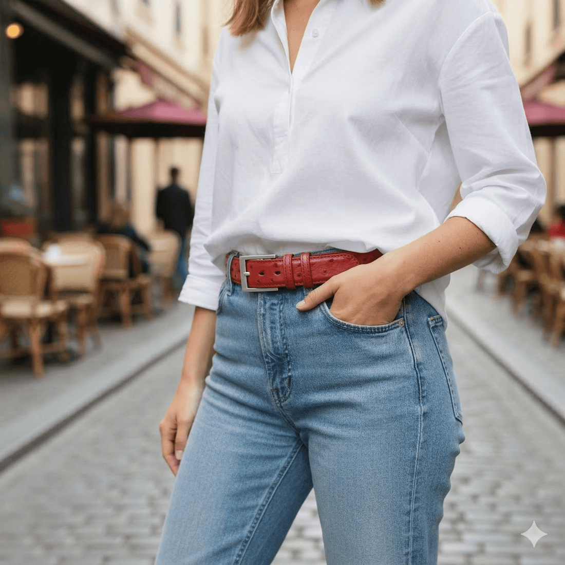 Flame Red Ostrich Belt - Ostrich Leather Belt