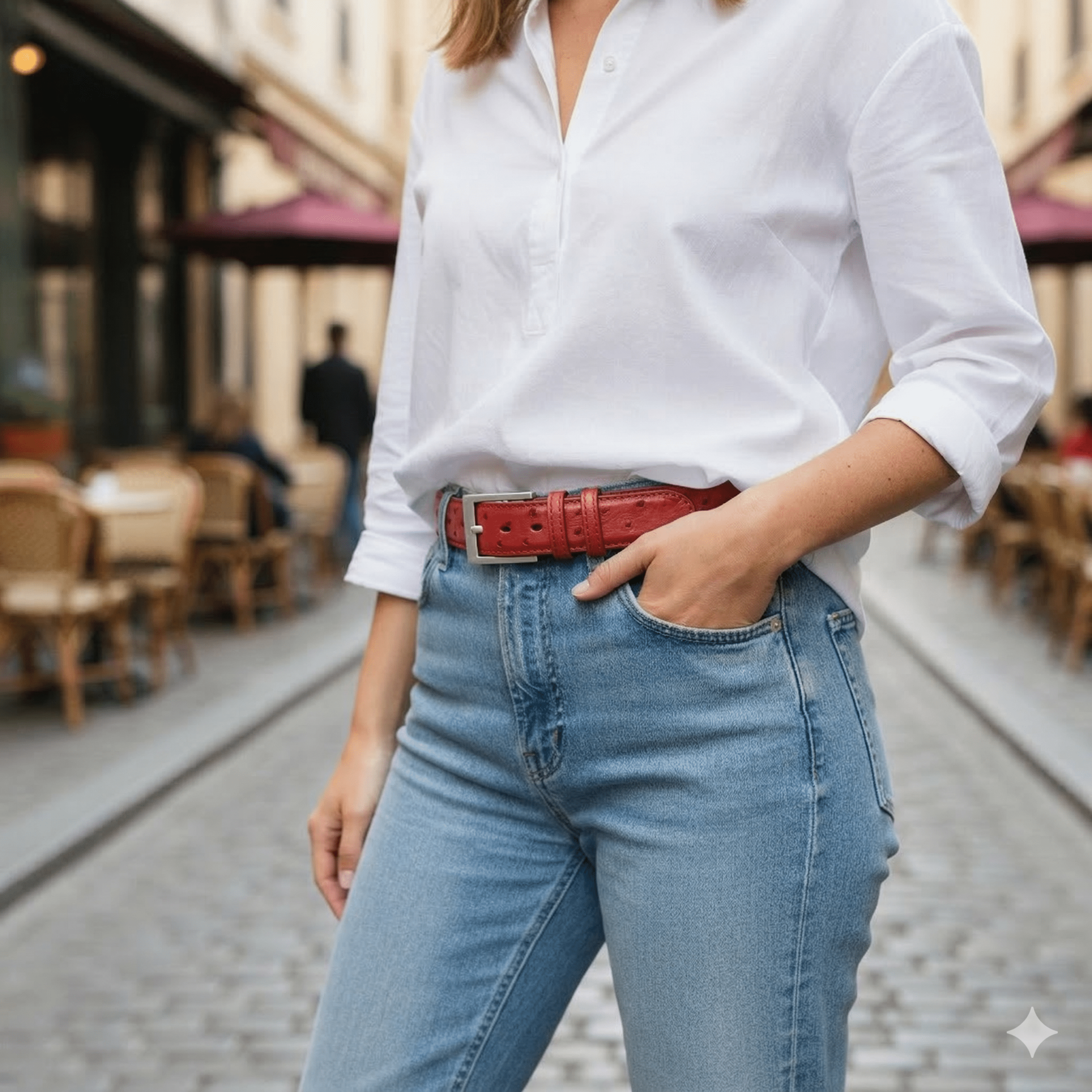 Flame Red Ostrich Belt - Ostrich Leather Belt