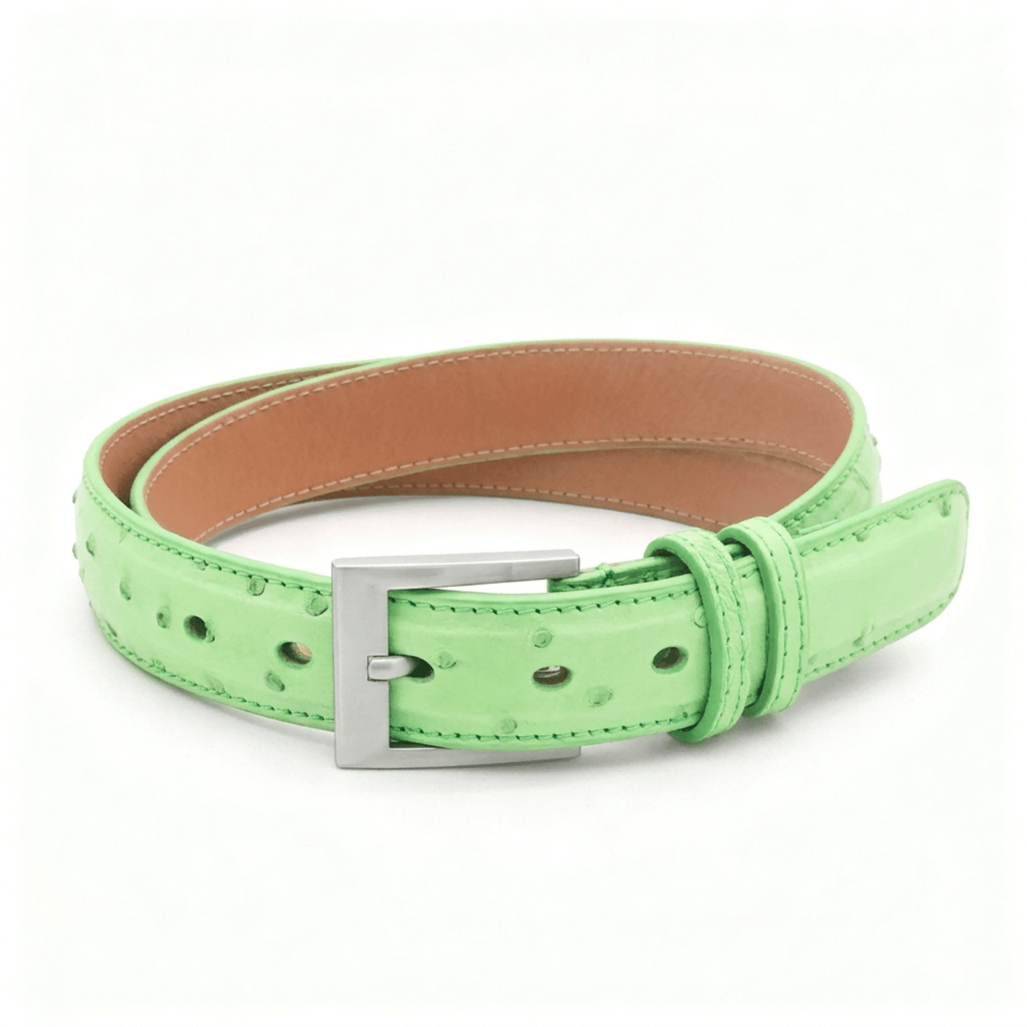 Forest Green Ostrich Belt - Ostrich Leather Belt