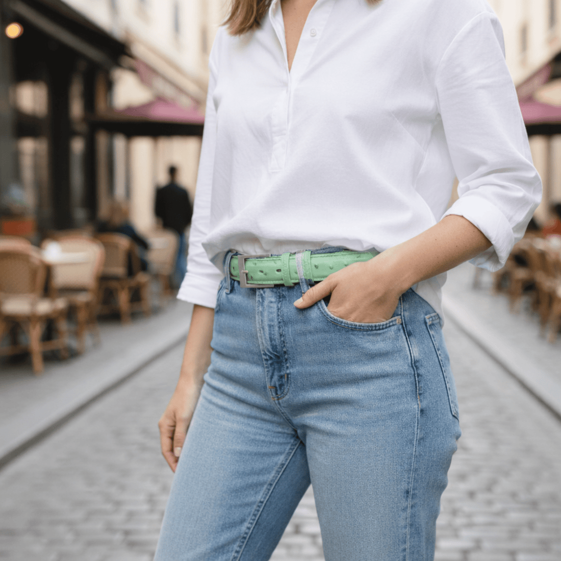 Forest Green Ostrich Belt - Ostrich Leather Belt