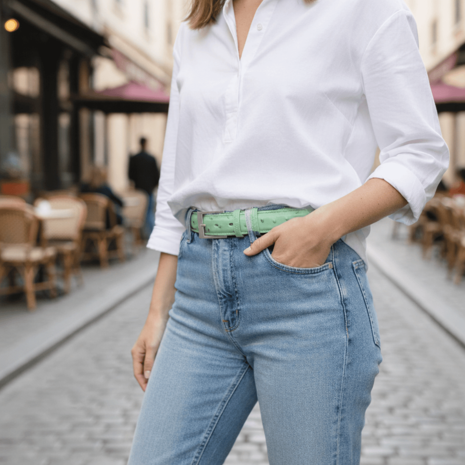 Forest Green Ostrich Belt - Ostrich Leather Belt
