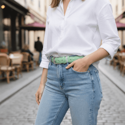 Forest Green Ostrich Belt - Ostrich Leather Belt