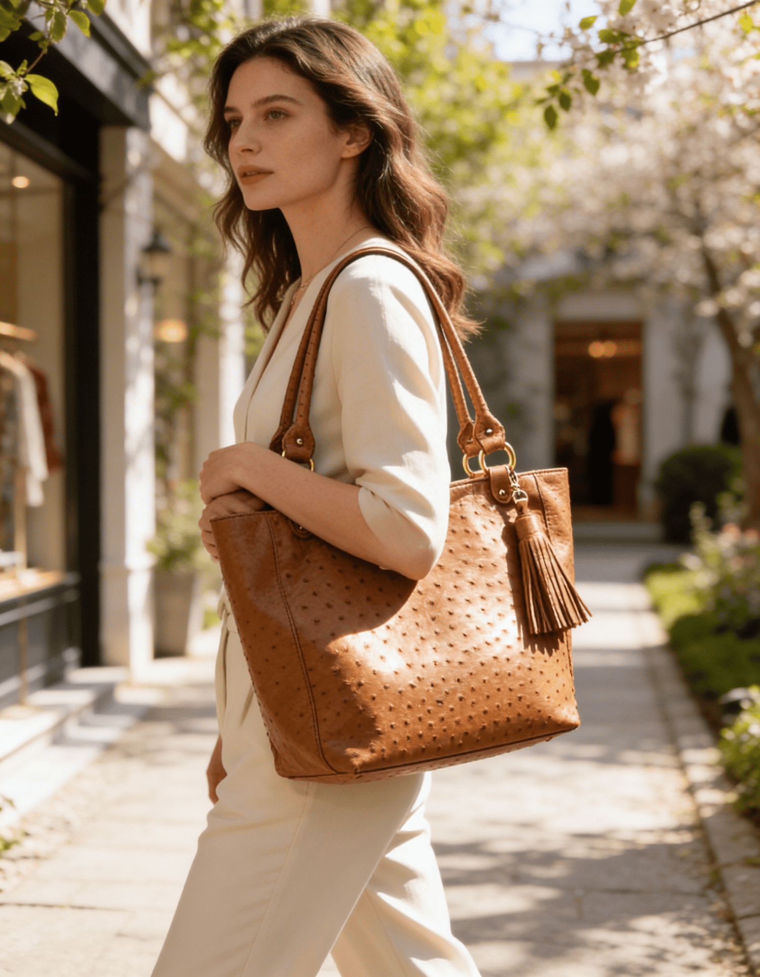 Karoo Ostrich Leather Tote Handbag - Ostrich Leather Bag