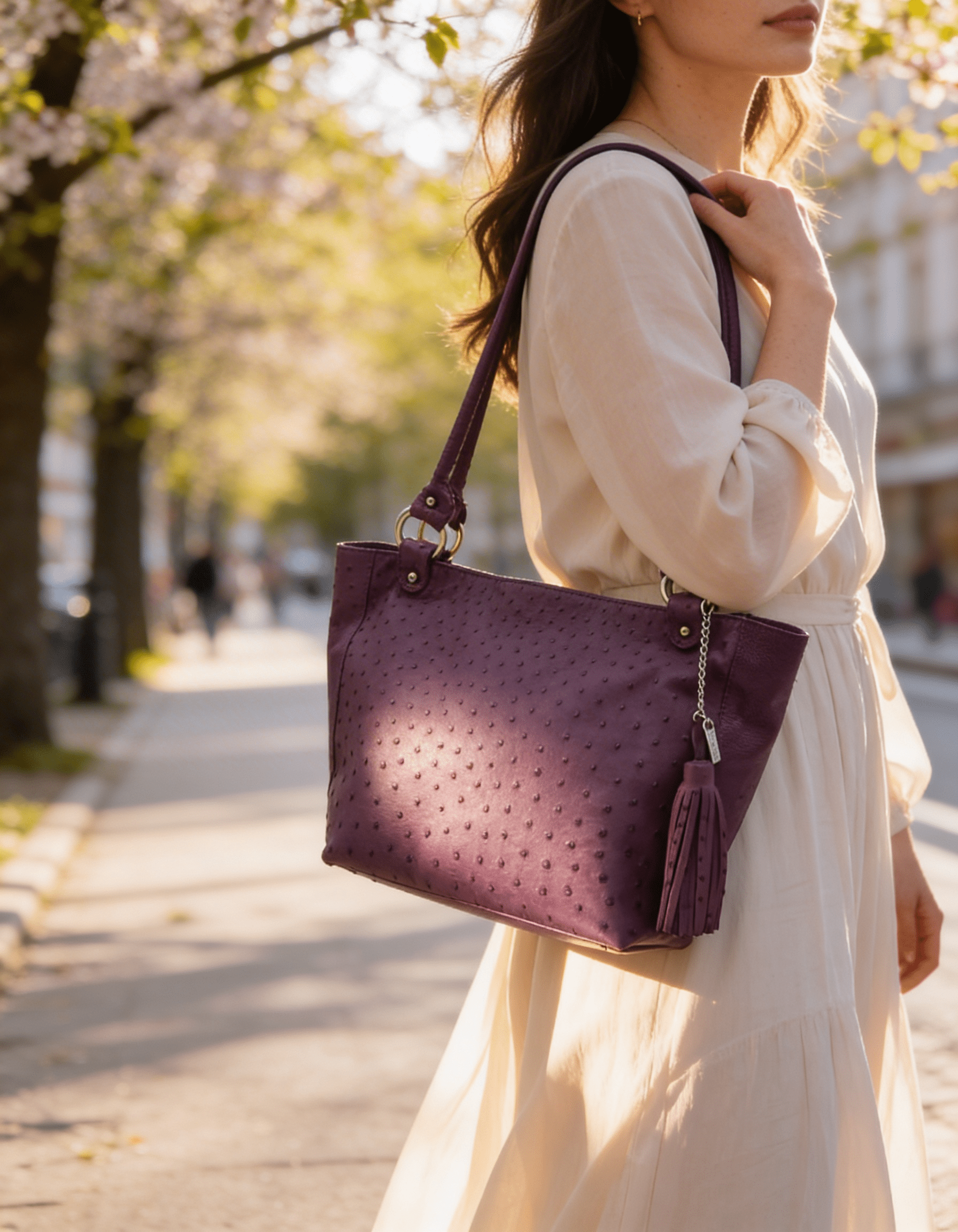 Karoo Ostrich Leather Tote Handbag - Ostrich Leather Bag