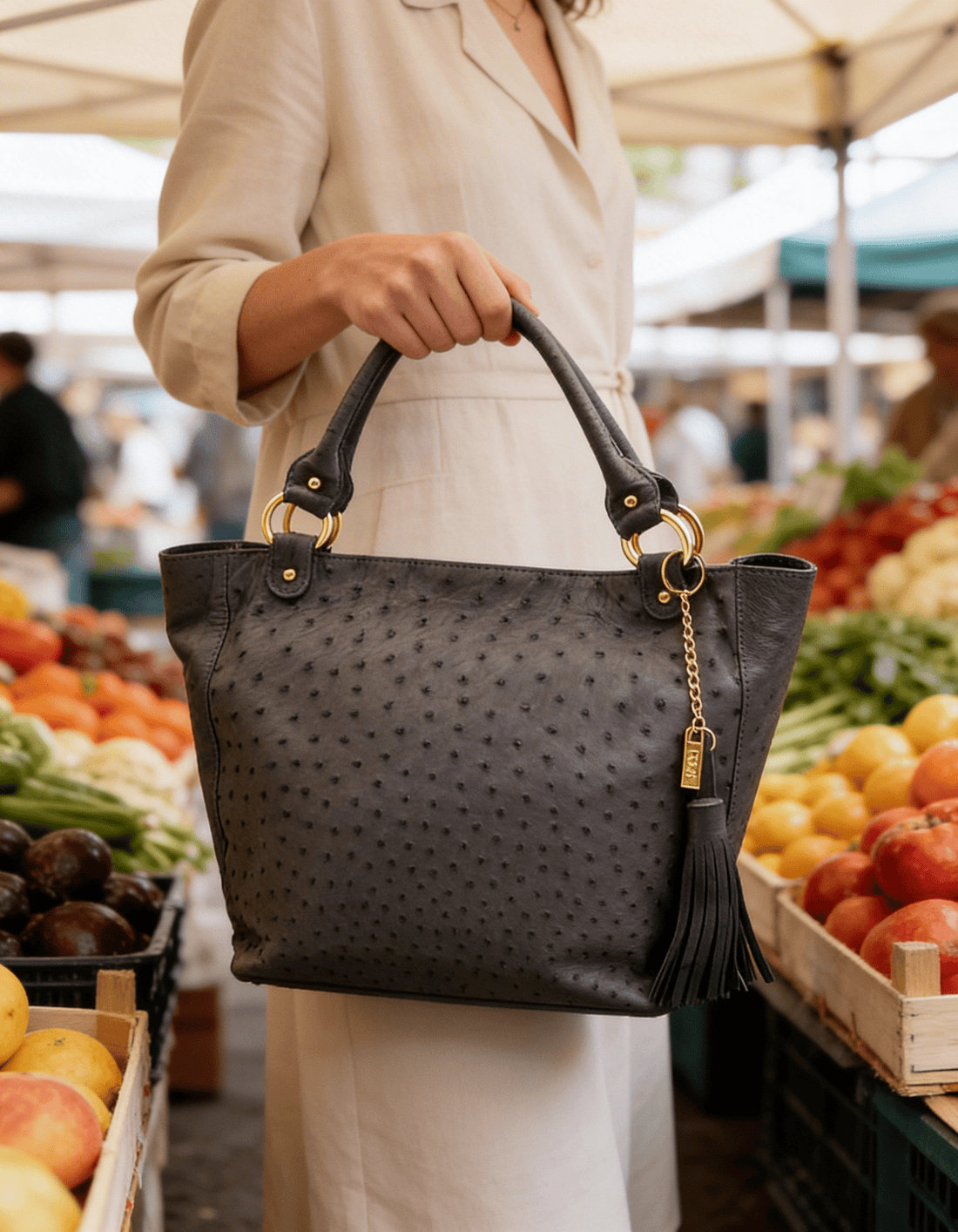 Karoo Ostrich Leather Tote Handbag - Ostrich Leather Bag