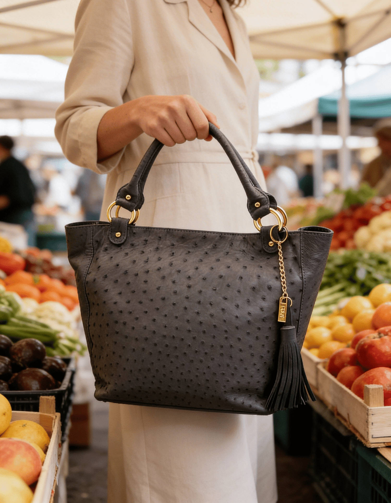 Karoo Ostrich Leather Tote Handbag - Ostrich Leather Bag