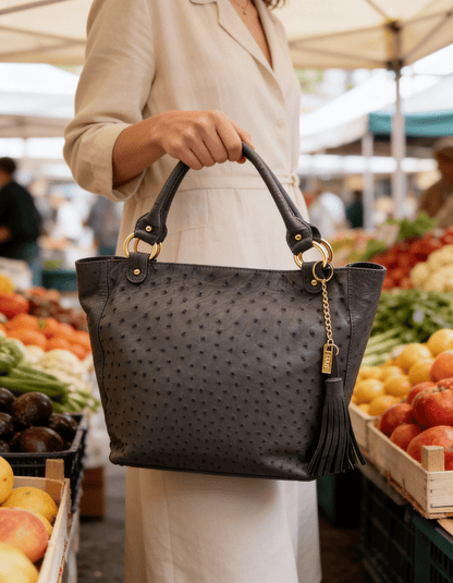 Karoo Ostrich Leather Tote Handbag - Ostrich Leather Bag