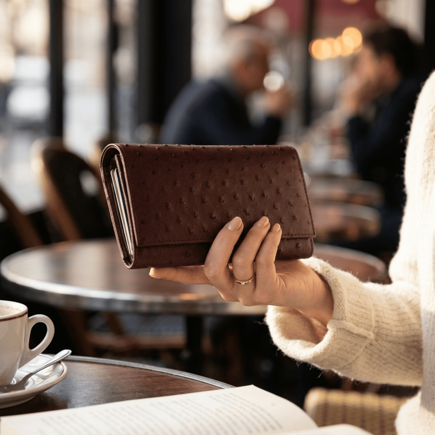 Large Classic Ostrich Leather Wallet - Ostrich Leather Wallet