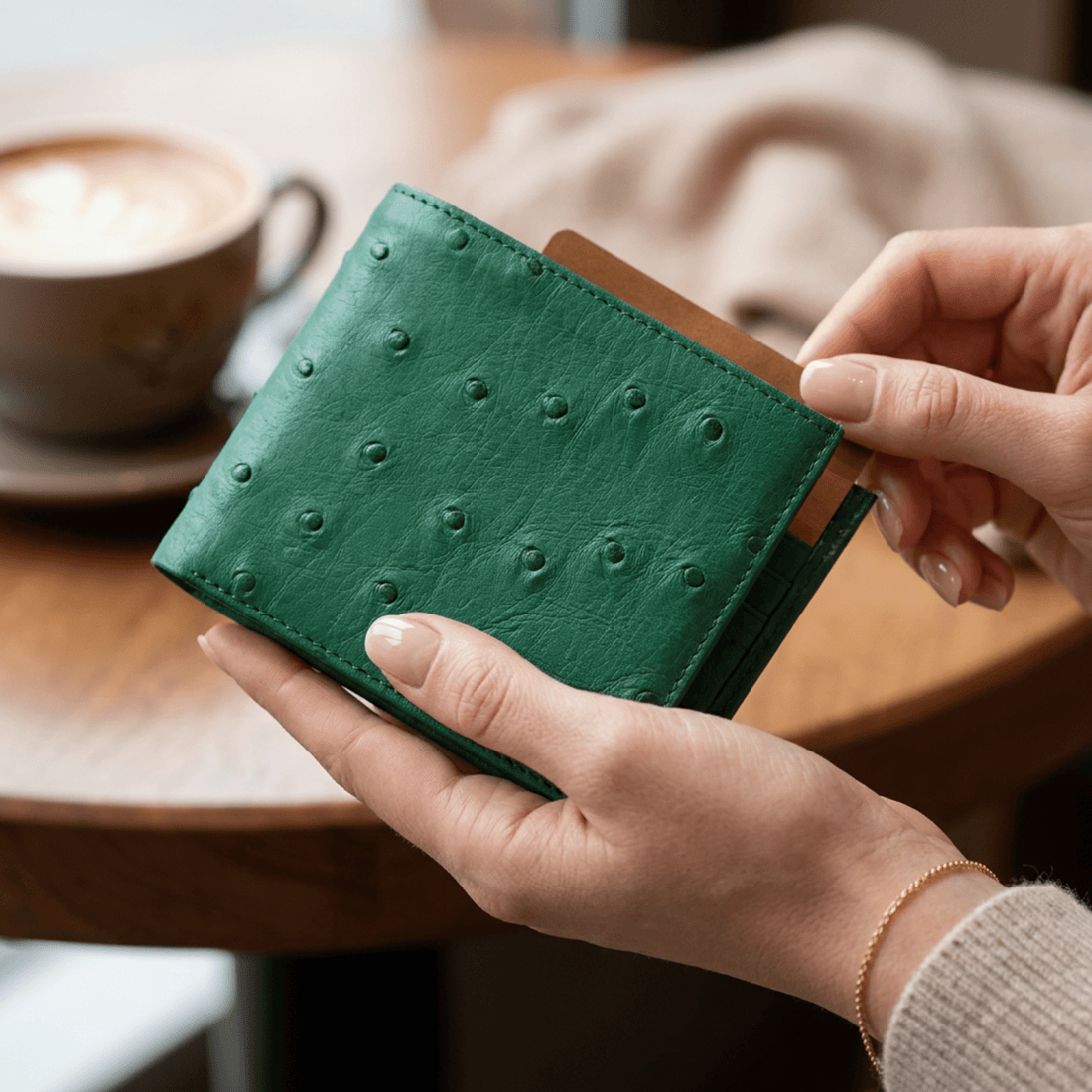 Ostrich Leather Billfold Wallet - Ostrich Leather Wallet