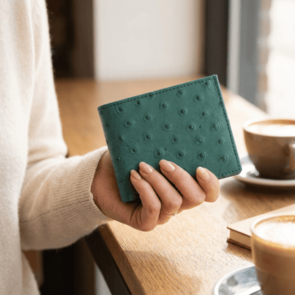 Ostrich Leather Diamond Wallet - Ostrich Leather Wallet