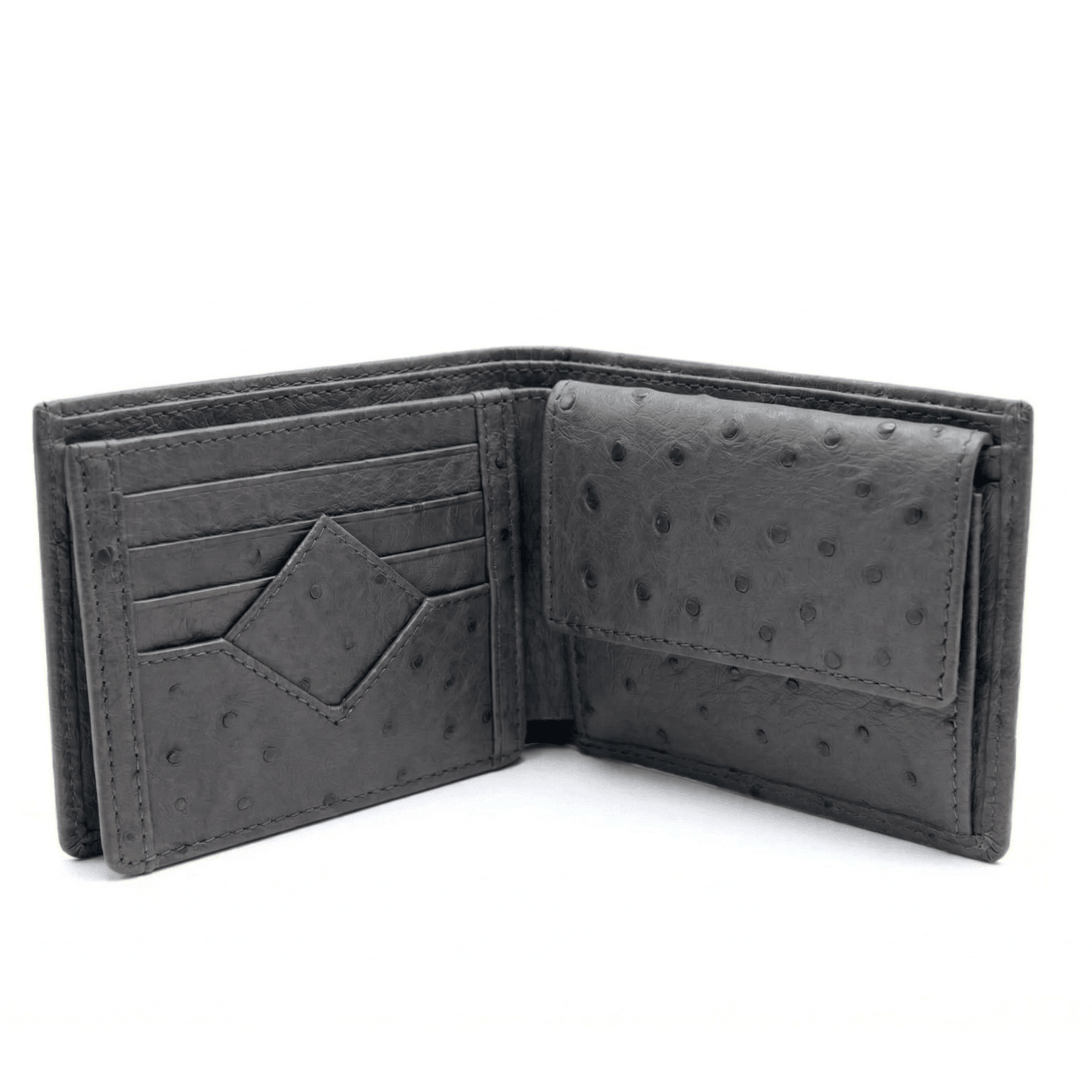 Ostrich Leather Diamond Wallet - Ostrich Leather Wallet