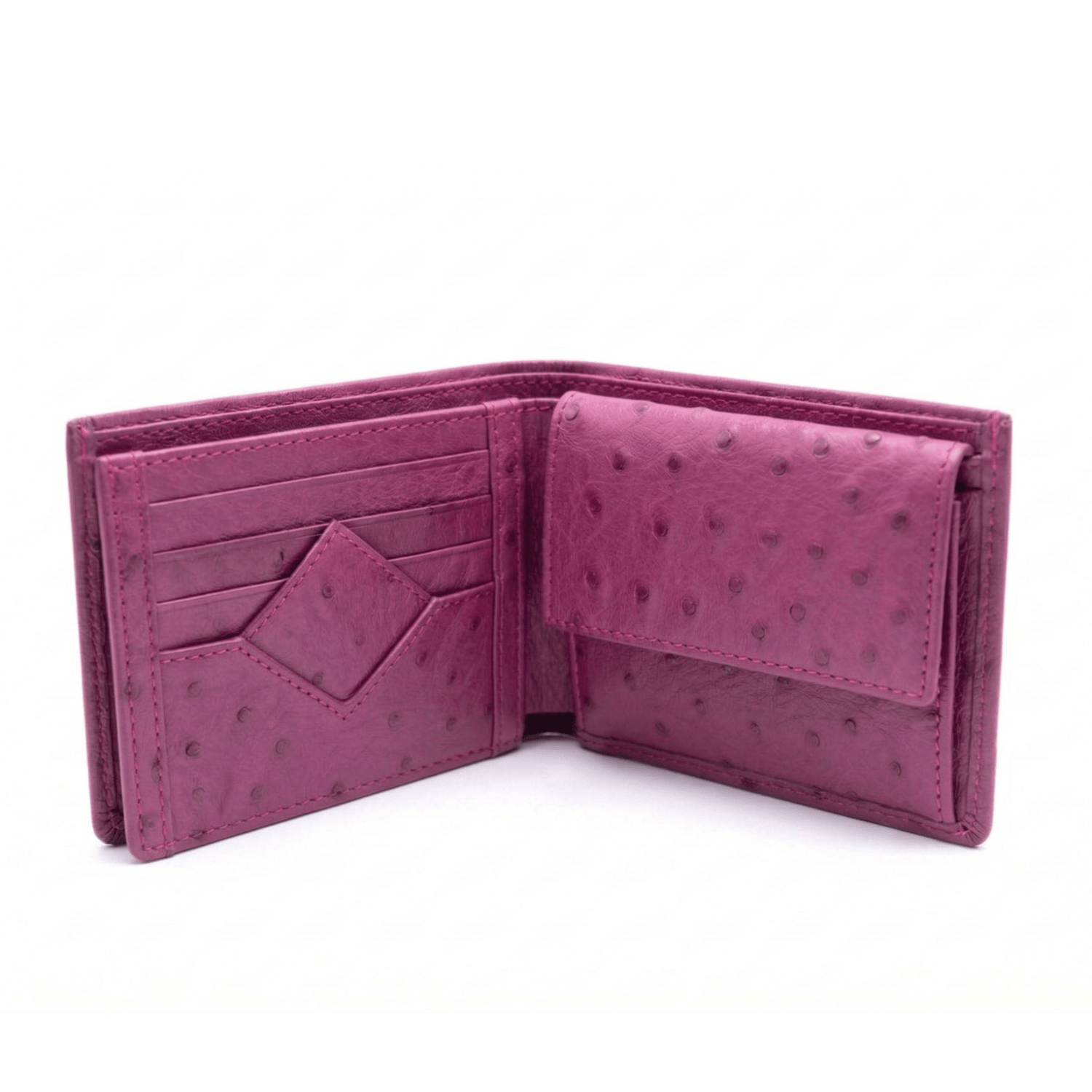 Ostrich Leather Diamond Wallet - Ostrich Leather Wallet