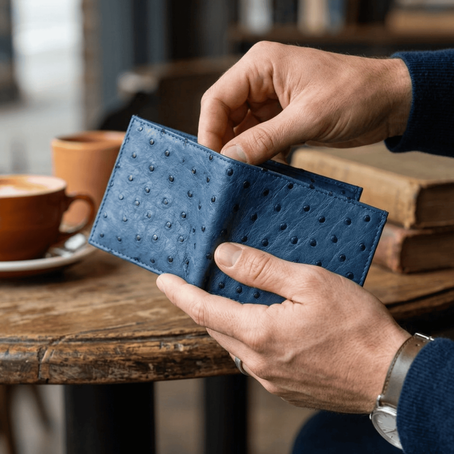 Ostrich Leather Diamond Wallet - Ostrich Leather Wallet