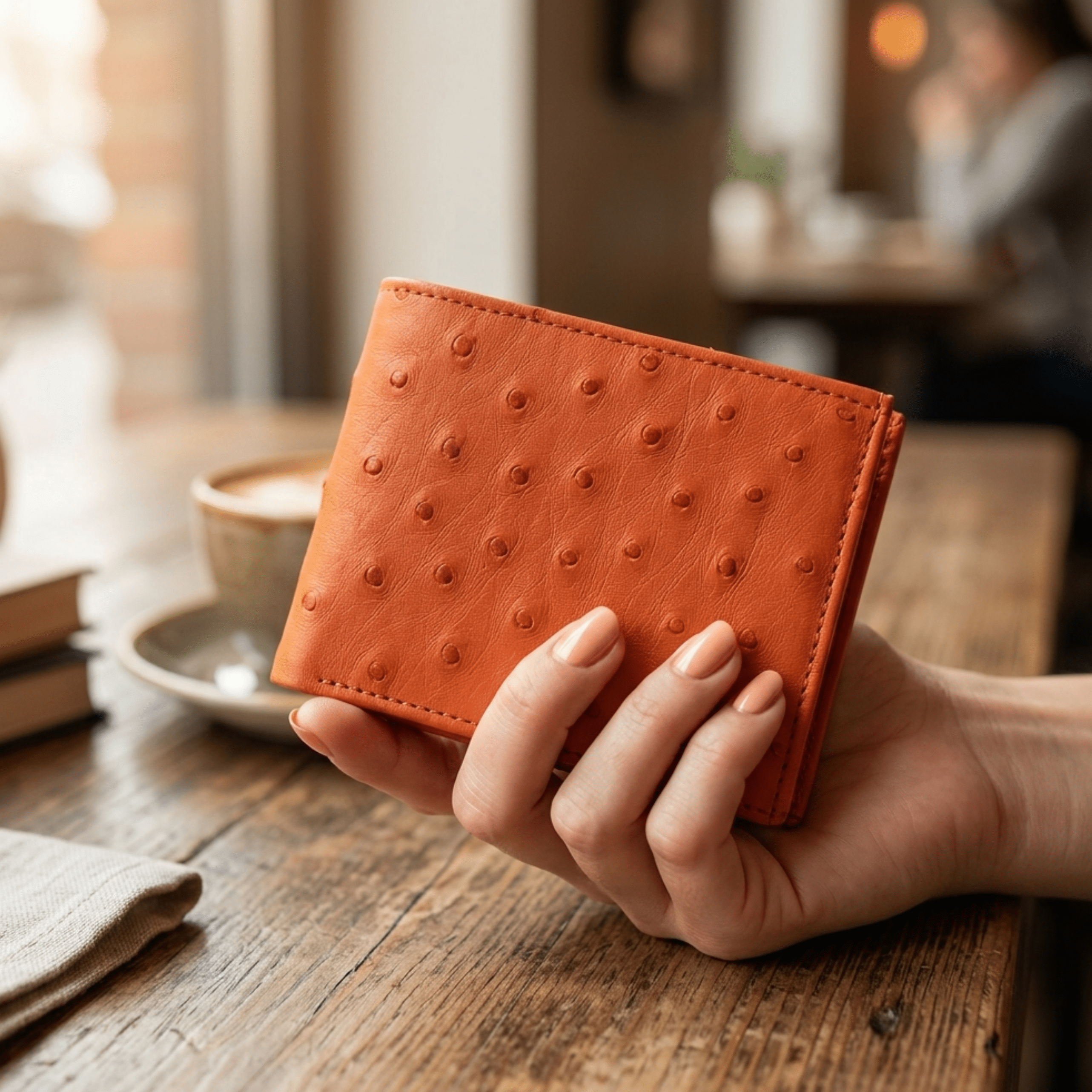 Ostrich Leather Diamond Wallet - Ostrich Leather Wallet