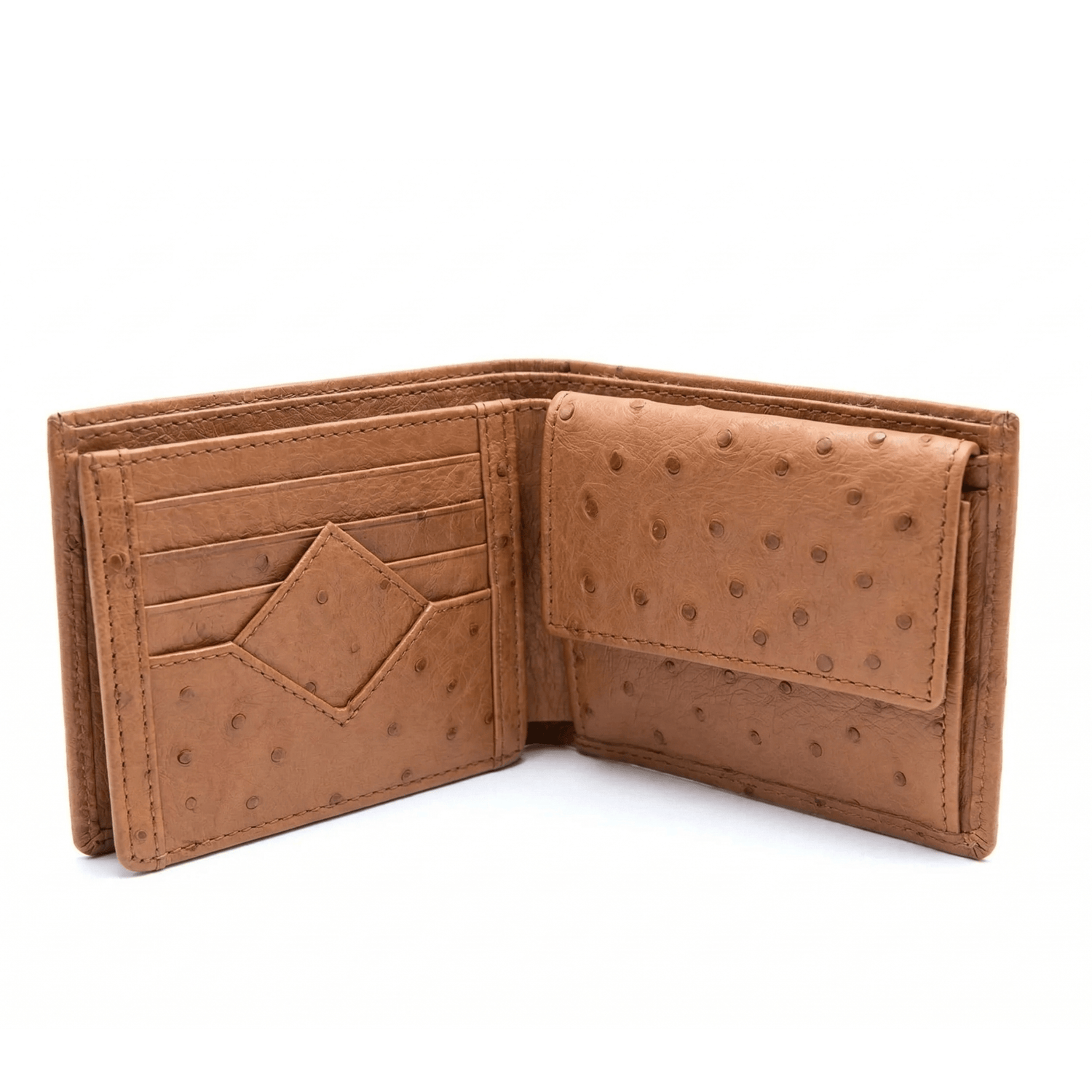 Ostrich Leather Diamond Wallet - Ostrich Leather Wallet