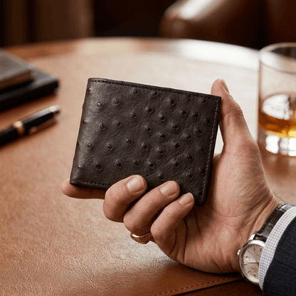 Ostrich Leather Diamond Wallet - Ostrich Leather Wallet