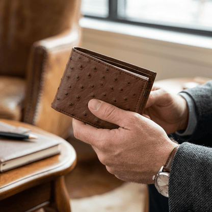 Ostrich Leather Diamond Wallet - Ostrich Leather Wallet