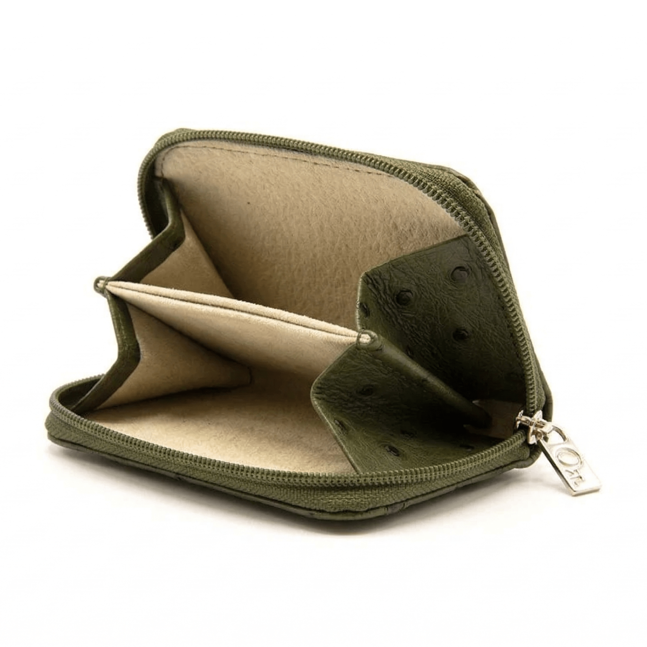 Ostrich Leather Mini Zip Coin Purse - Ostrich Leather Purse