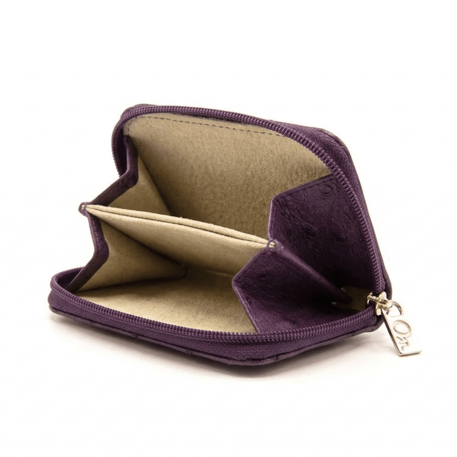 Ostrich Leather Mini Zip Coin Purse - Ostrich Leather Purse