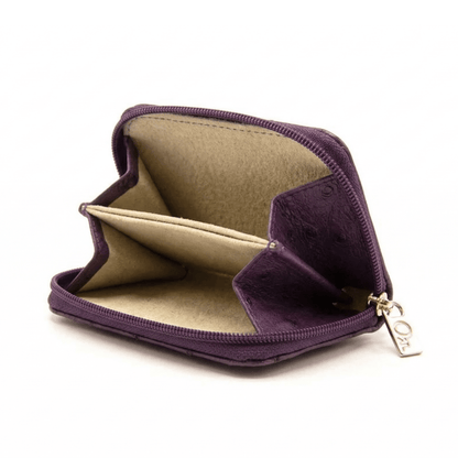 Ostrich Leather Mini Zip Coin Purse - Ostrich Leather Purse
