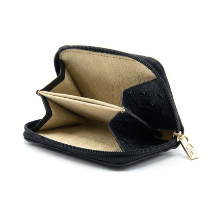 Ostrich Leather Mini Zip Coin Purse - Ostrich Leather Purse