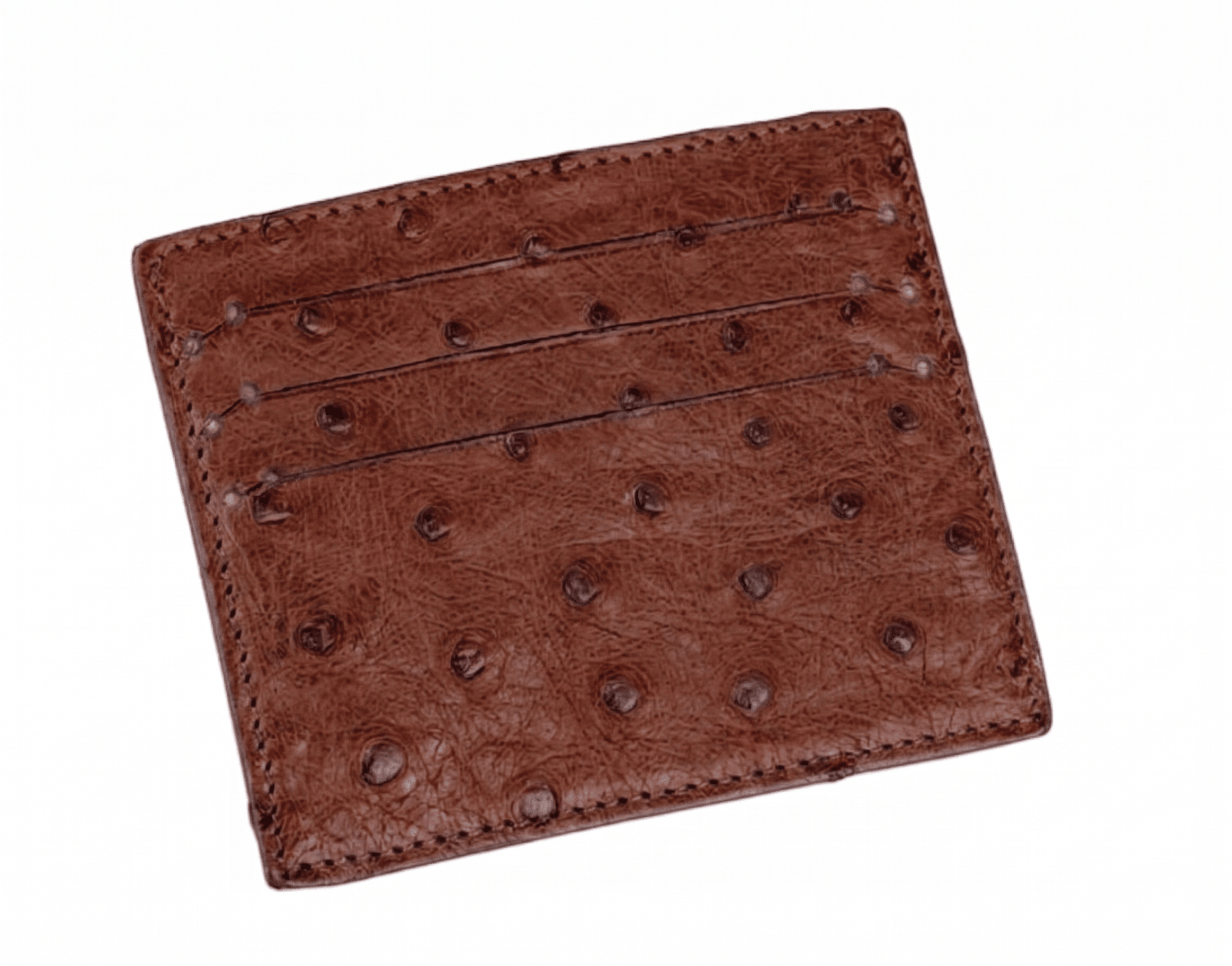 Ostrich Leather Small Card Holder Wallet - Ostrich Leather Wallet