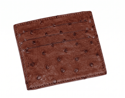 Ostrich Leather Small Card Holder Wallet - Ostrich Leather Wallet