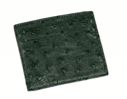 Ostrich Leather Small Card Holder Wallet - Ostrich Leather Wallet