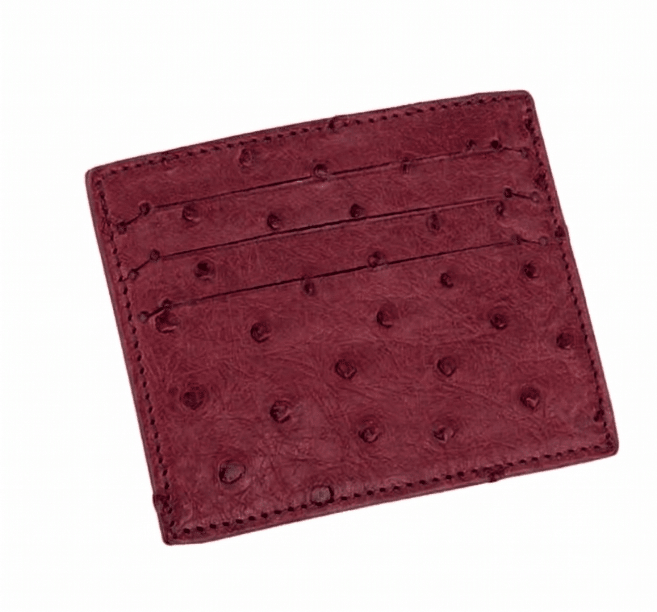 Ostrich Leather Small Card Holder Wallet - Ostrich Leather Wallet