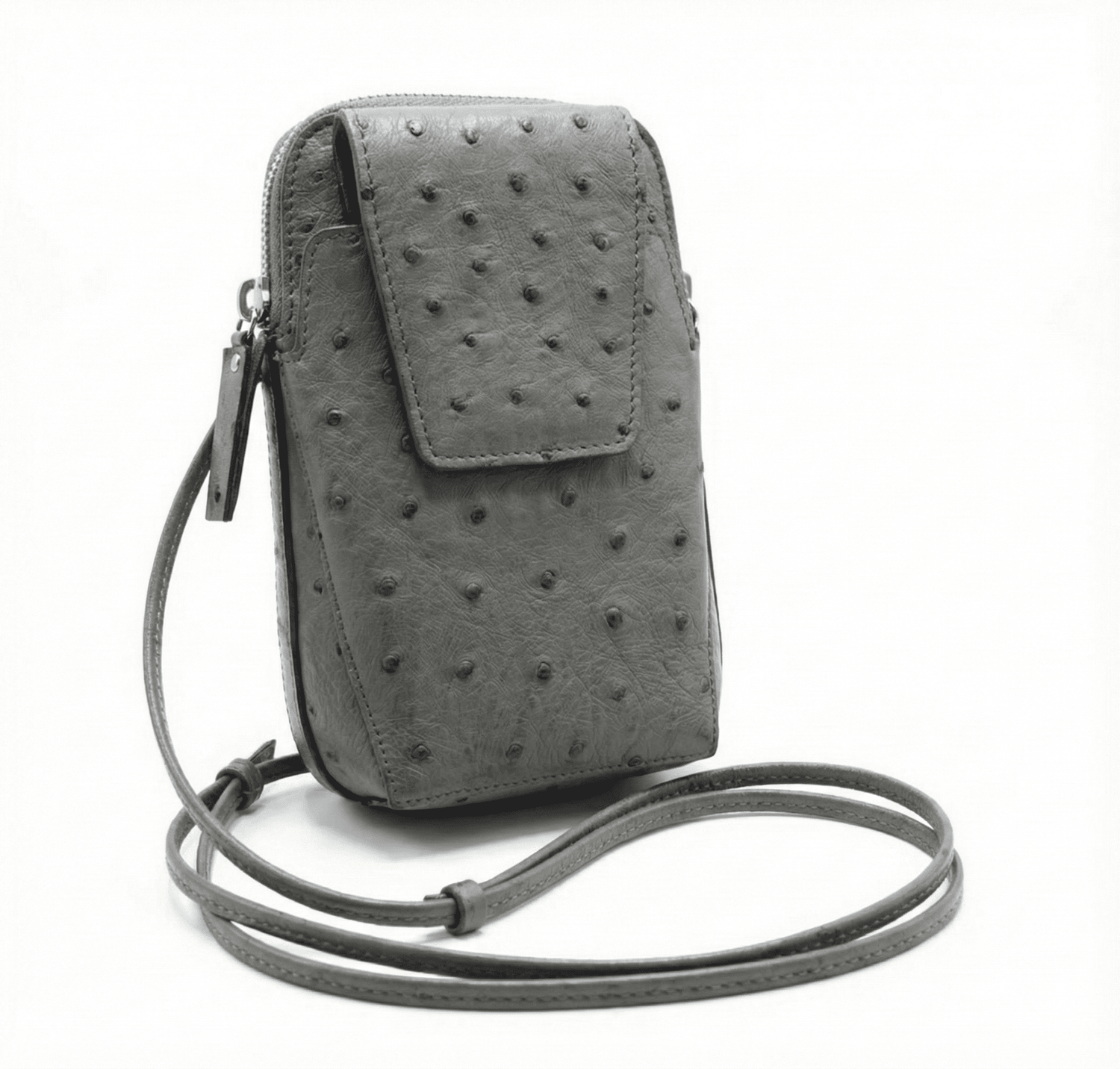Ostrich Patent Leather Phone Bag - Ostrich Leather Bag