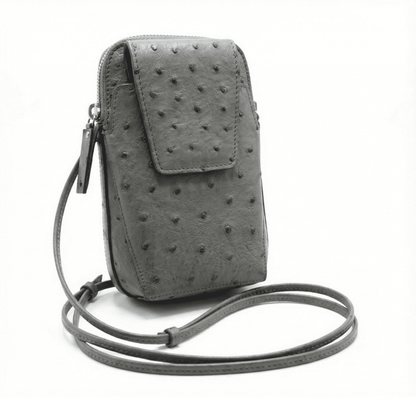 Ostrich Patent Leather Phone Bag - Ostrich Leather Bag