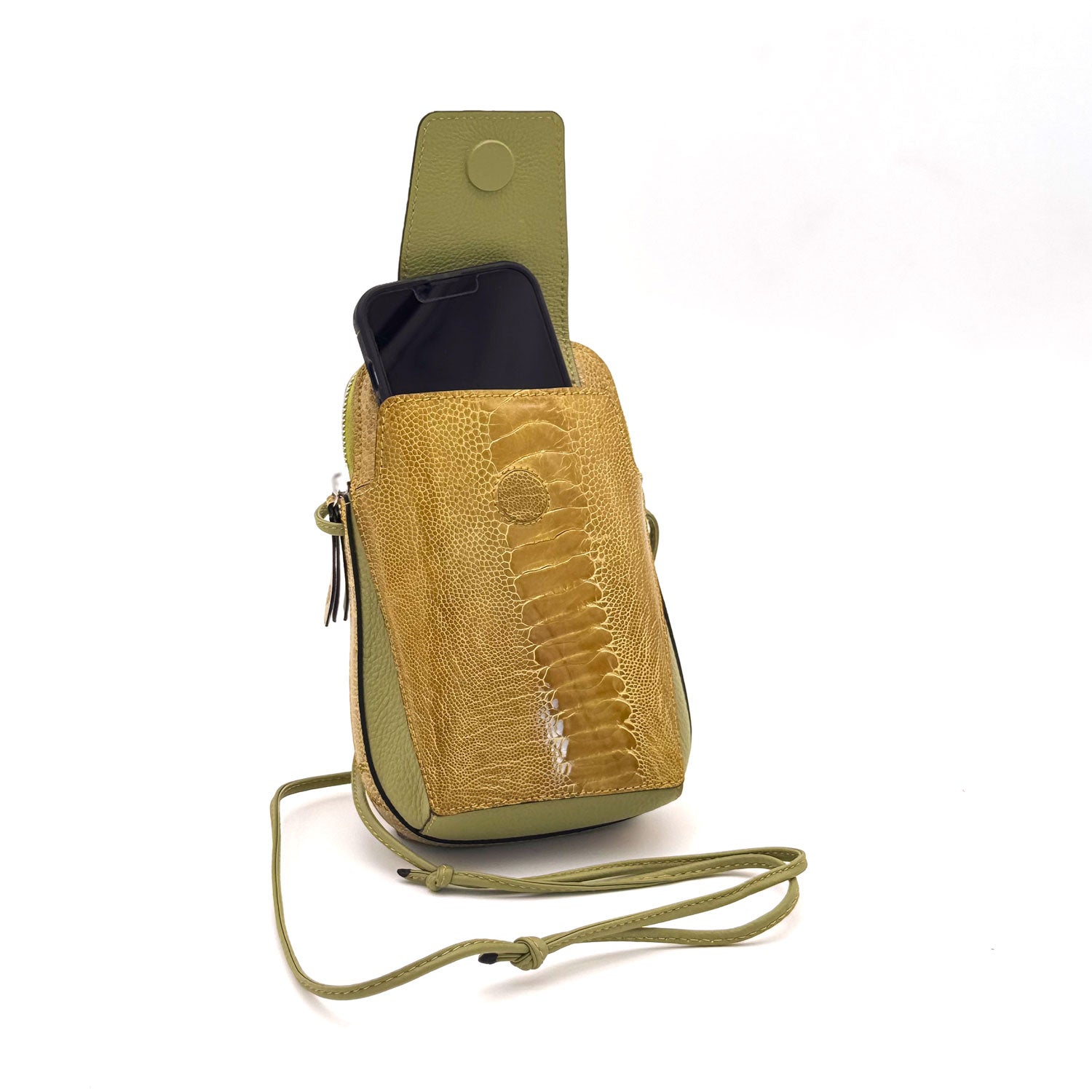 Ostrich Patent Leather Phone Bag - Ostrich Leather Bag