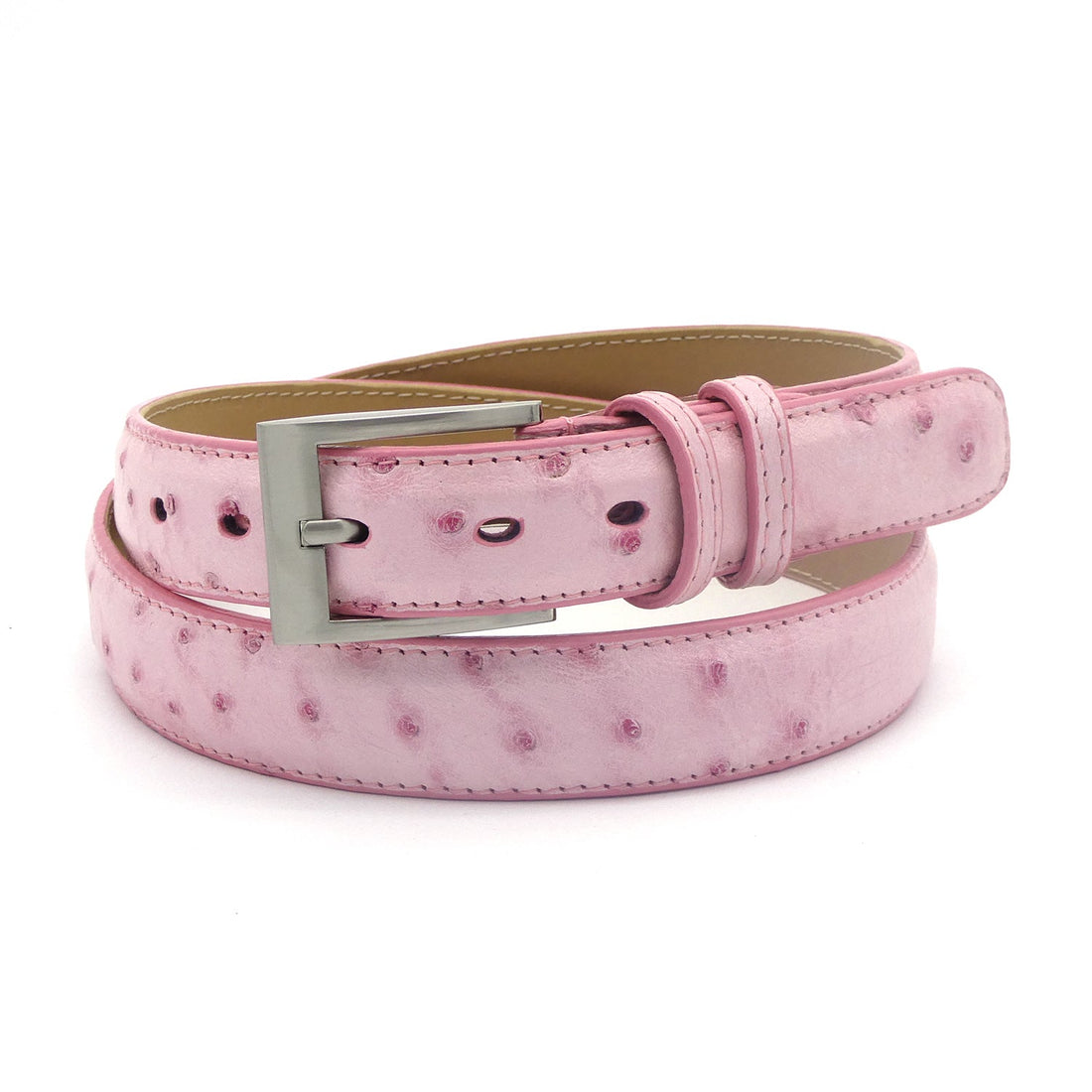Pale Pink Ostrich Belt - Ostrich Leather Belt