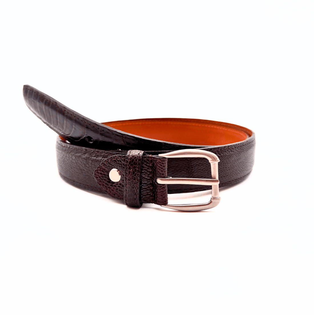 Premium Brown Ostrich Shin Leather Belt - Ostrich Leather Belt