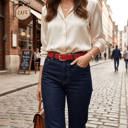 Premium Red Ostrich Patent Leather Belt - Ostrich Leather Belt
