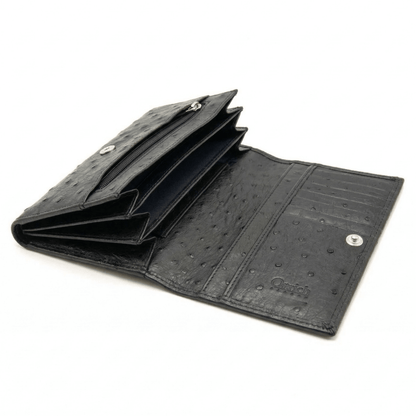 Small Ostrich Leather Classic Wallet - Ostrich Leather Wallet