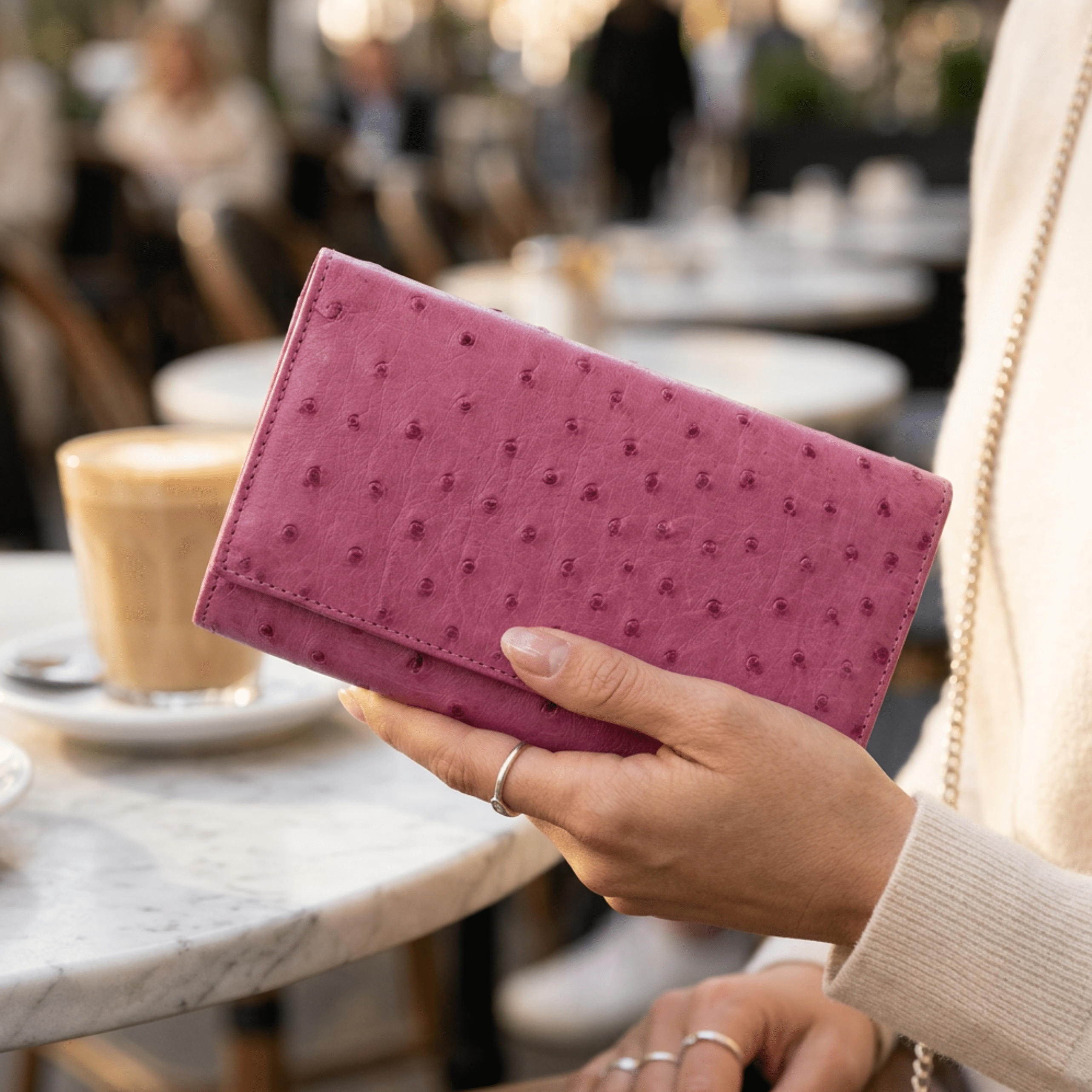 Small Ostrich Leather Classic Wallet - Ostrich Leather Wallet