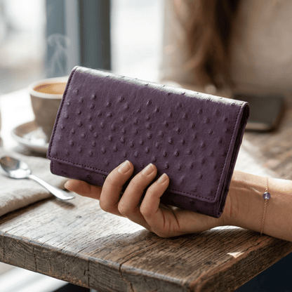 Small Ostrich Leather Classic Wallet - Ostrich Leather Wallet