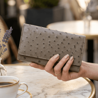 Small Ostrich Leather Classic Wallet - Ostrich Leather Wallet