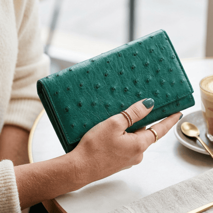 Small Ostrich Leather Classic Wallet - Ostrich Leather Wallet