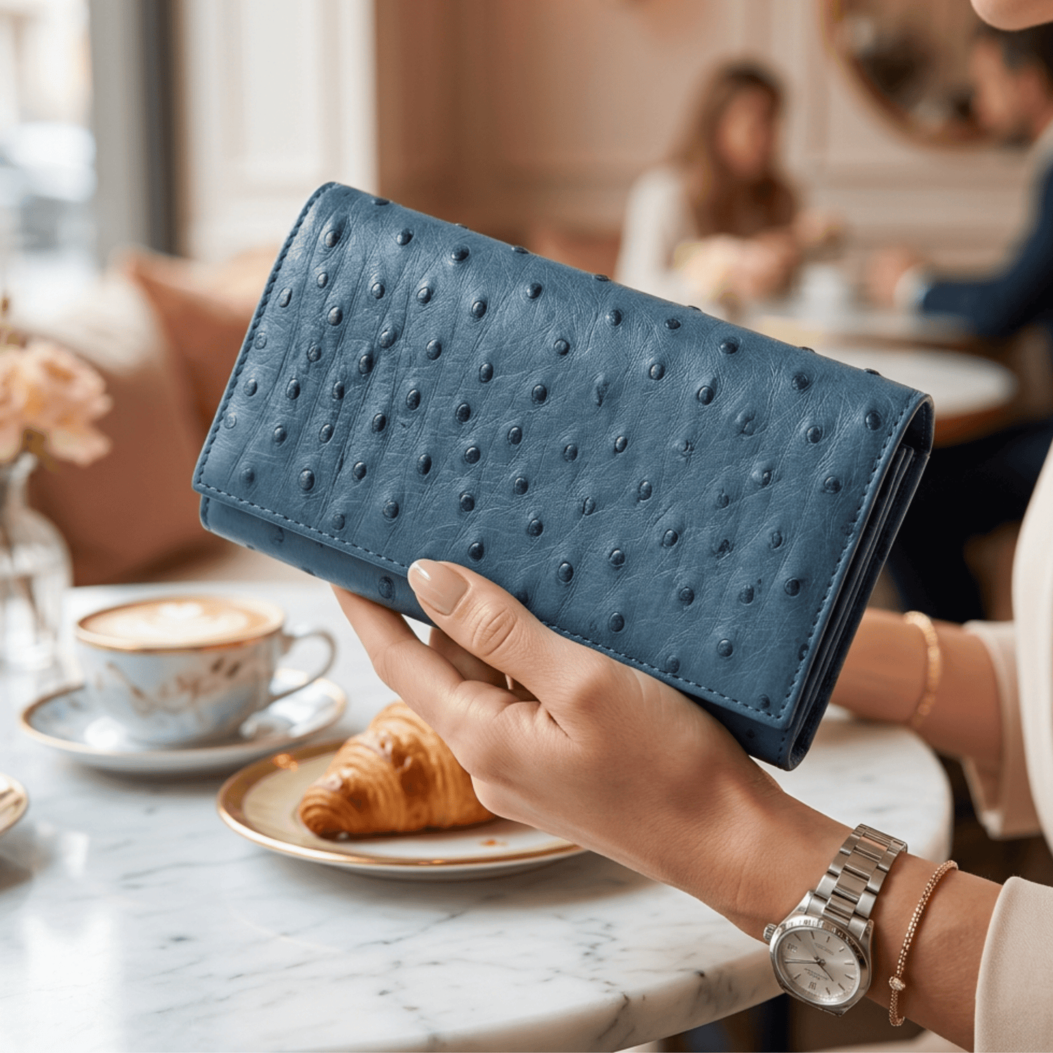 Small Ostrich Leather Classic Wallet - Ostrich Leather Wallet