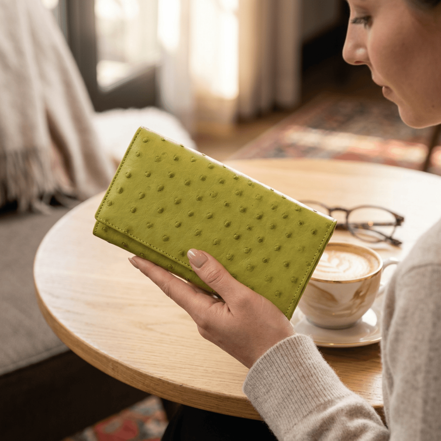 Small Ostrich Leather Classic Wallet - Ostrich Leather Wallet