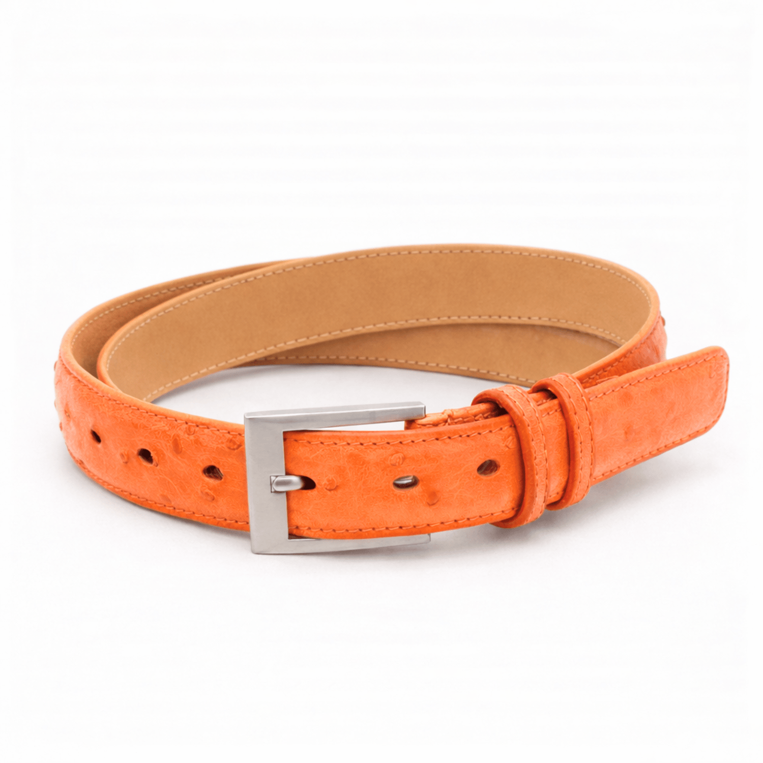 Tangerine Ostrich Belt - Ostrich Leather Belt