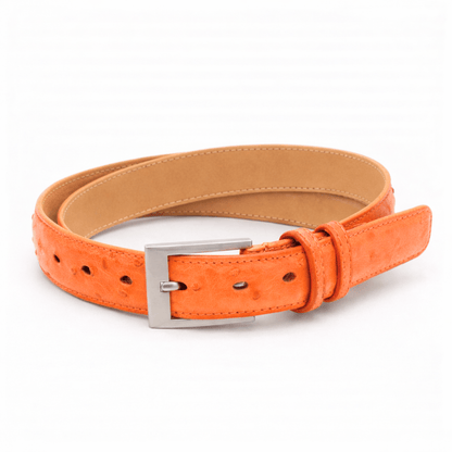 Tangerine Ostrich Belt - Ostrich Leather Belt