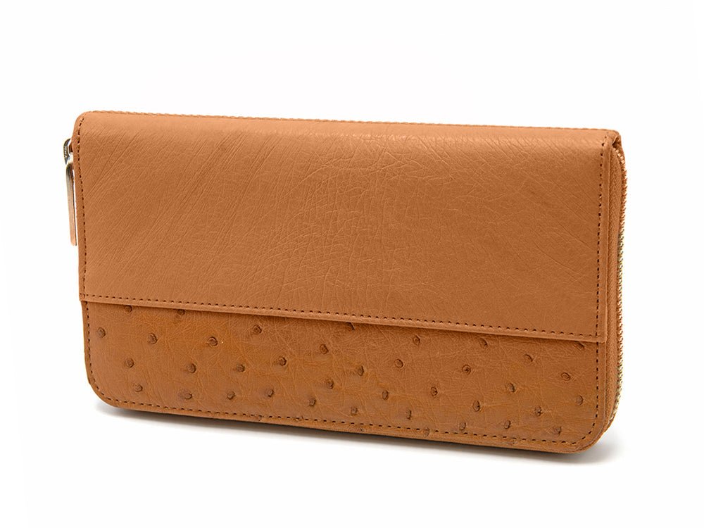 Cango Zip Clutch Ostrich Leather Wallet - Ostrich Leather Wallet