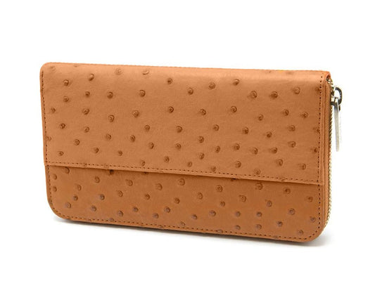 Cango Zip Clutch Ostrich Leather Wallet - Ostrich Leather Wallet